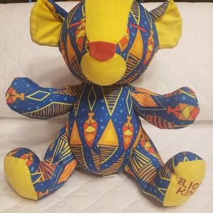 Disney Store Lion King Simba African Print Microsuede Plush Stuffed Animal